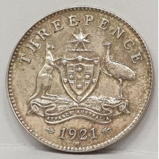 AUSTRALIA 1921M . THREEPENCE . ALMOST RARE